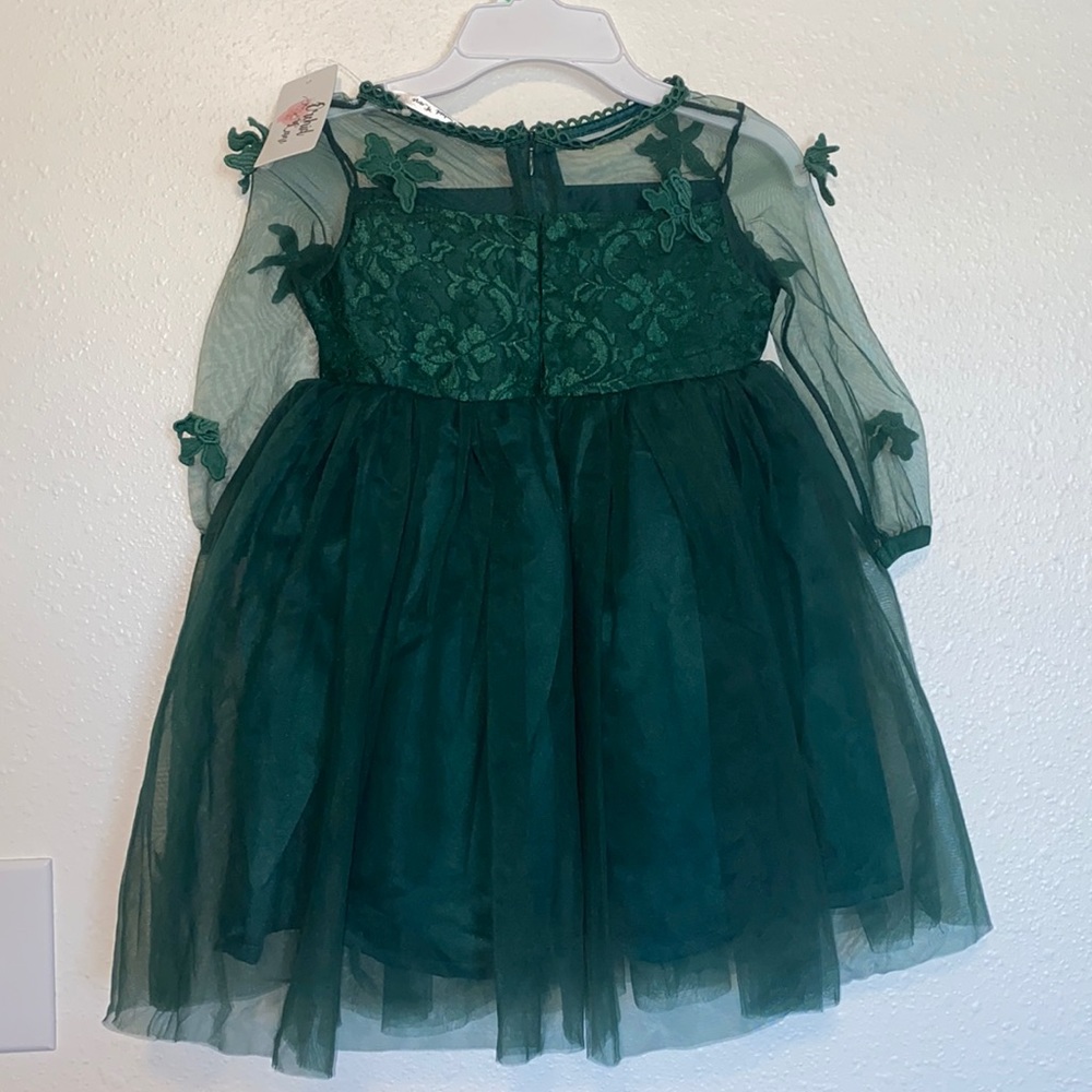 Emerald green dress for toddler girl